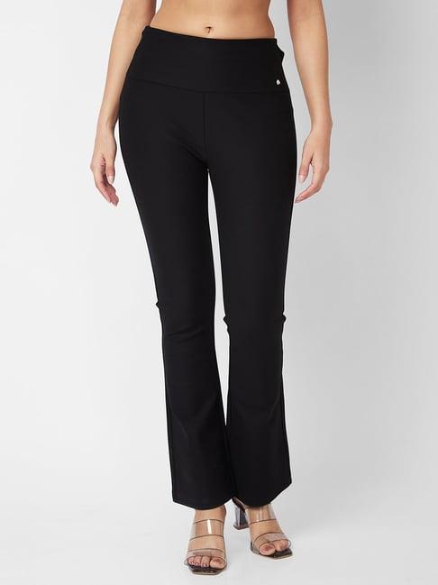 spykar black relaxed fit high rise trousers