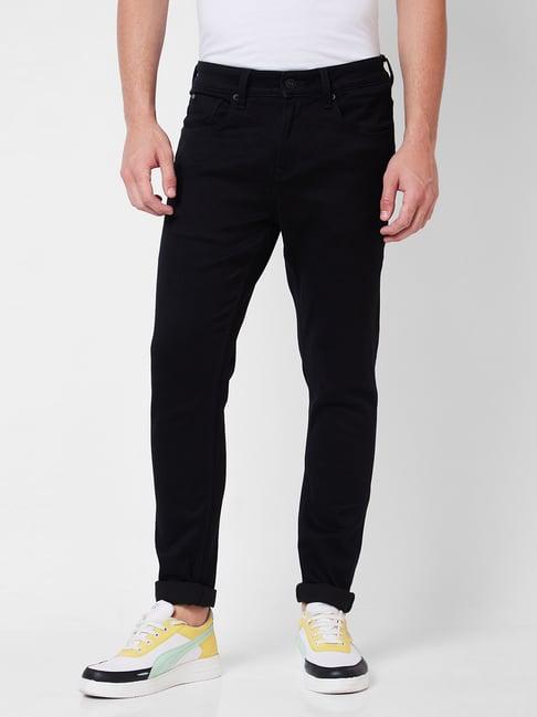 spykar black super slim fit low rise jeans