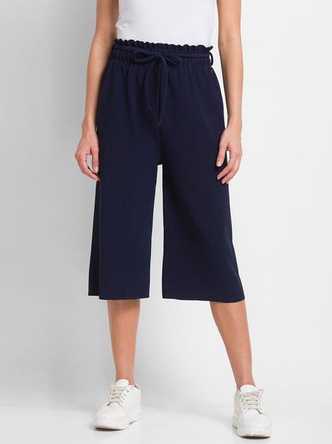 spykar blue cotton mid rise track pants