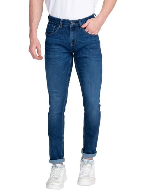 spykar blue cotton skinny fit jeans