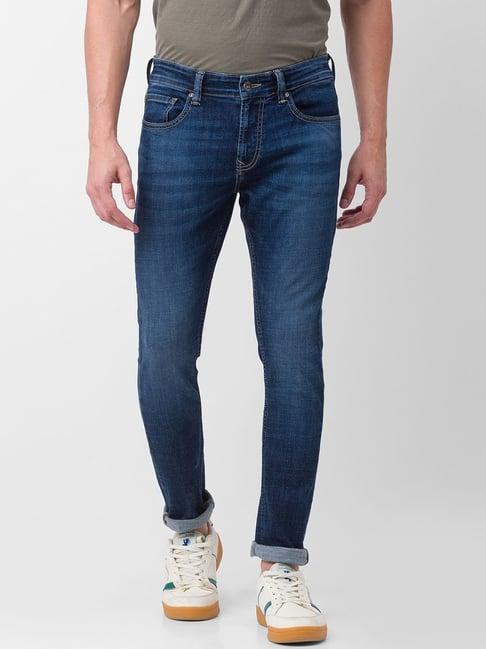 spykar blue cotton super slim fit jeans