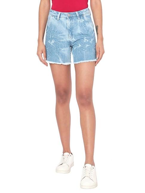 spykar blue relaxed fit denim shorts