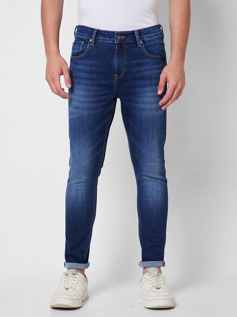 spykar blue slim fit lightly washed jeans