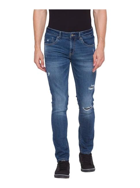 spykar blue slim fit lightly washed jeans