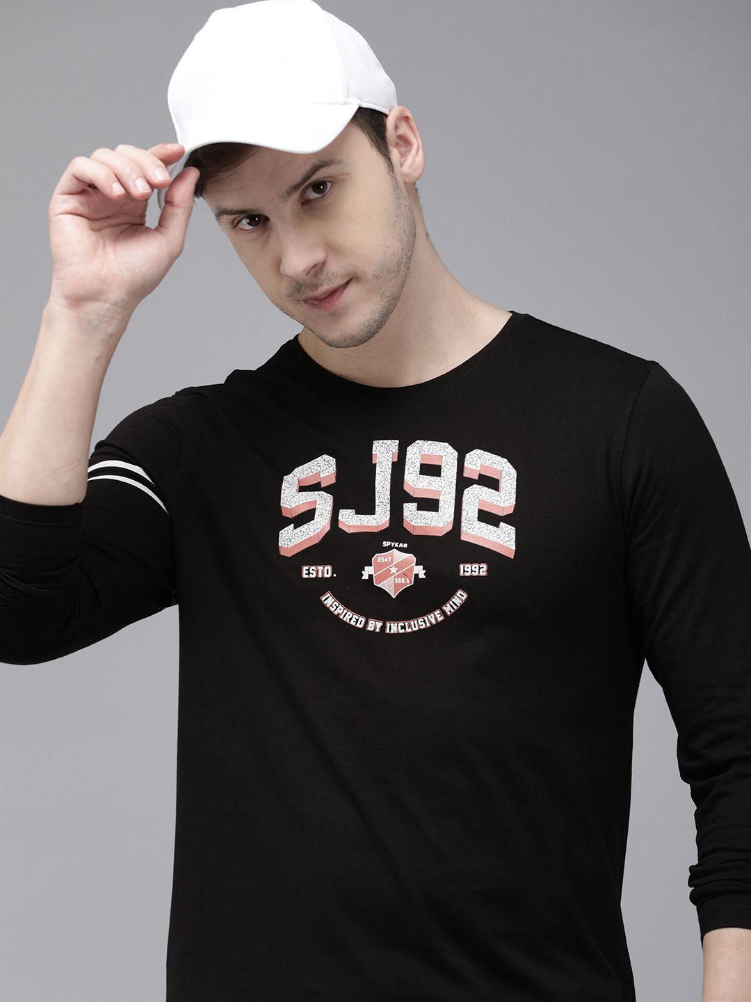 spykar brand logo printed slim fit casual t-shirt