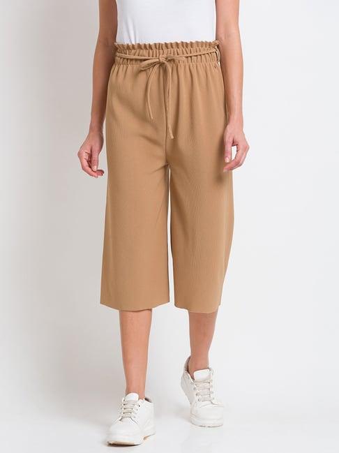 spykar brown cotton mid rise track pants