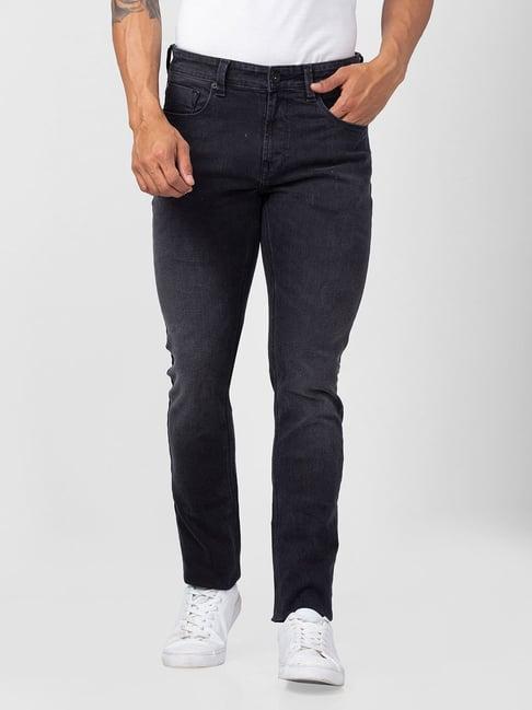 spykar carbon black cotton regular fit jeans