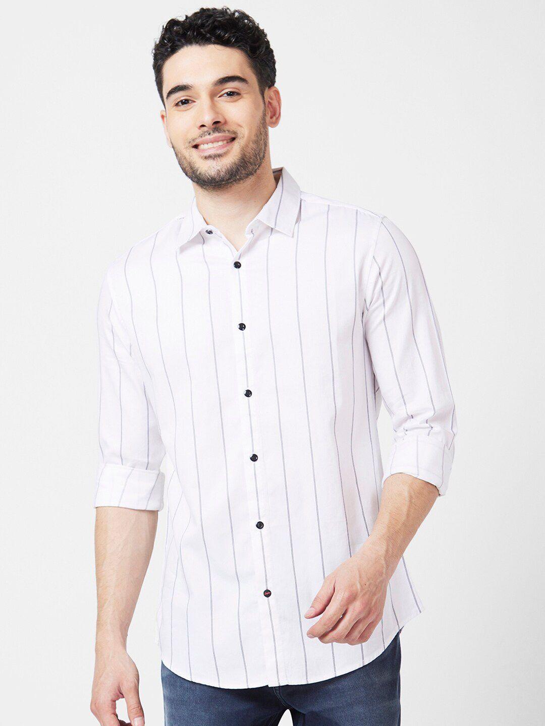 spykar classic striped regular fit opaque cotton casual shirt