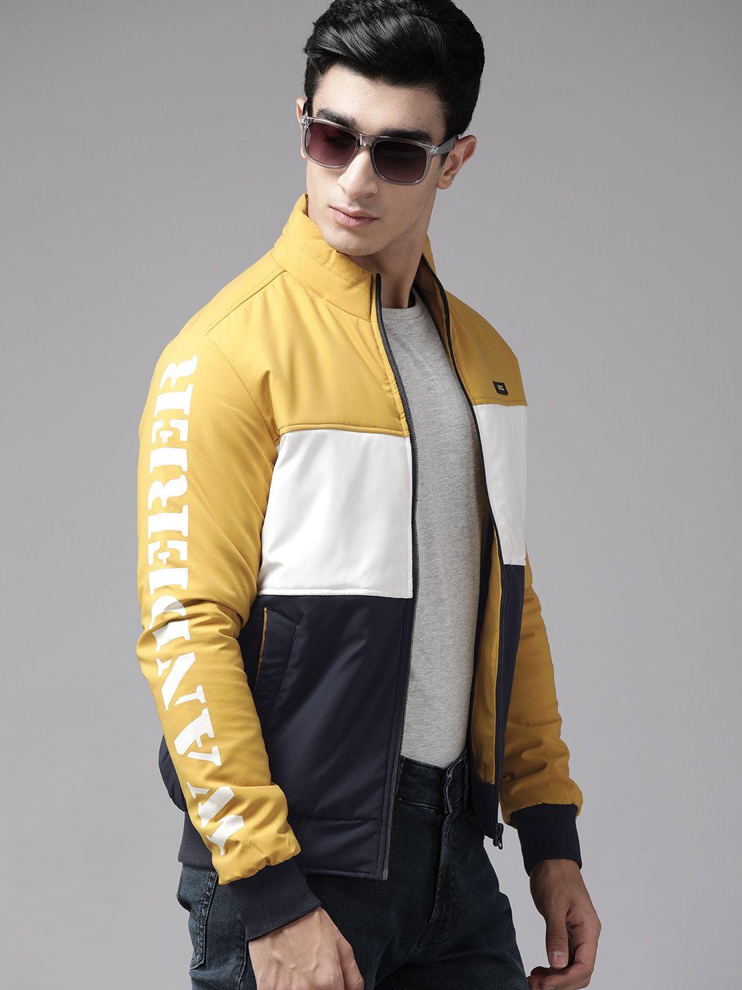 spykar colourblocked bomber jacket