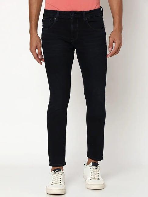 spykar dark blue cotton slim fit jeans