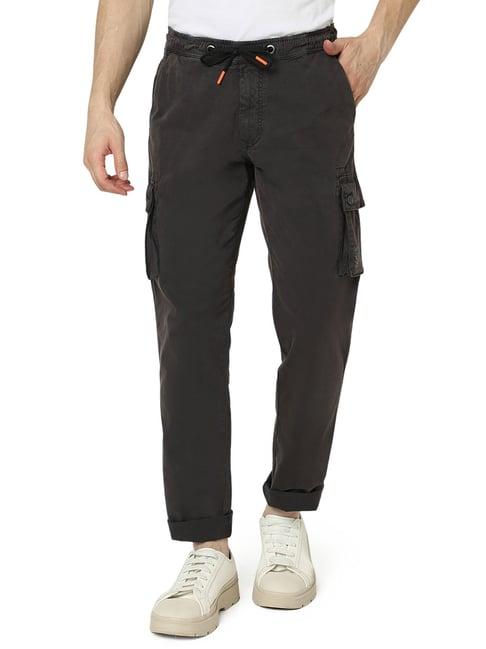 spykar dark grey regular fit cargos