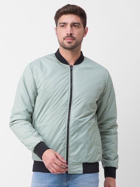 spykar green straight fit reversible jacket