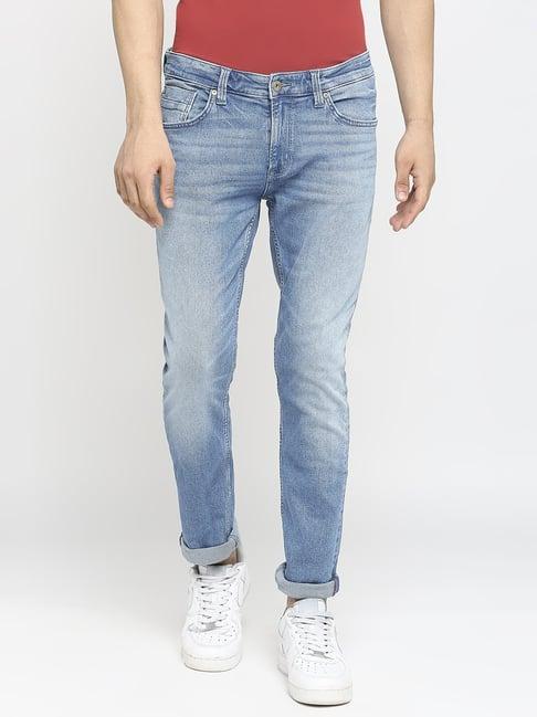 spykar light blue cotton regular fit jeans