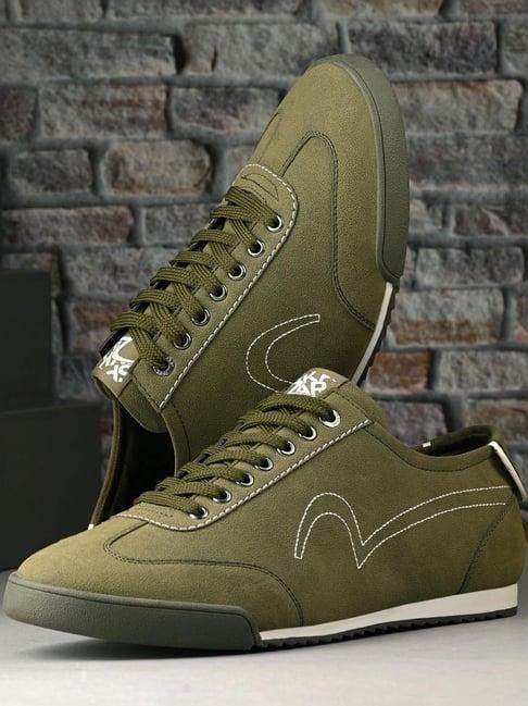 spykar men's hype-striker olive casual sneakers