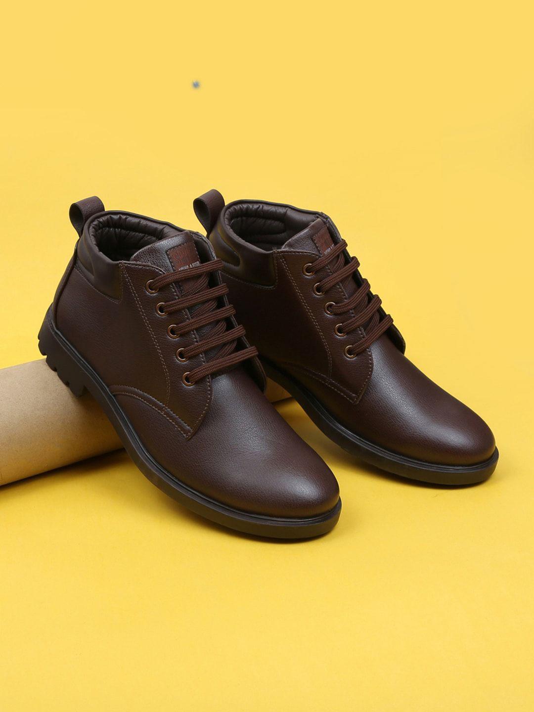 spykar men biker brown black boots