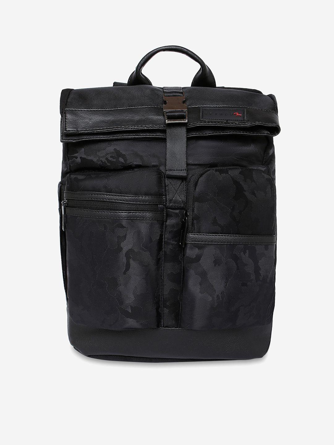 spykar men black & grey graphic backpack