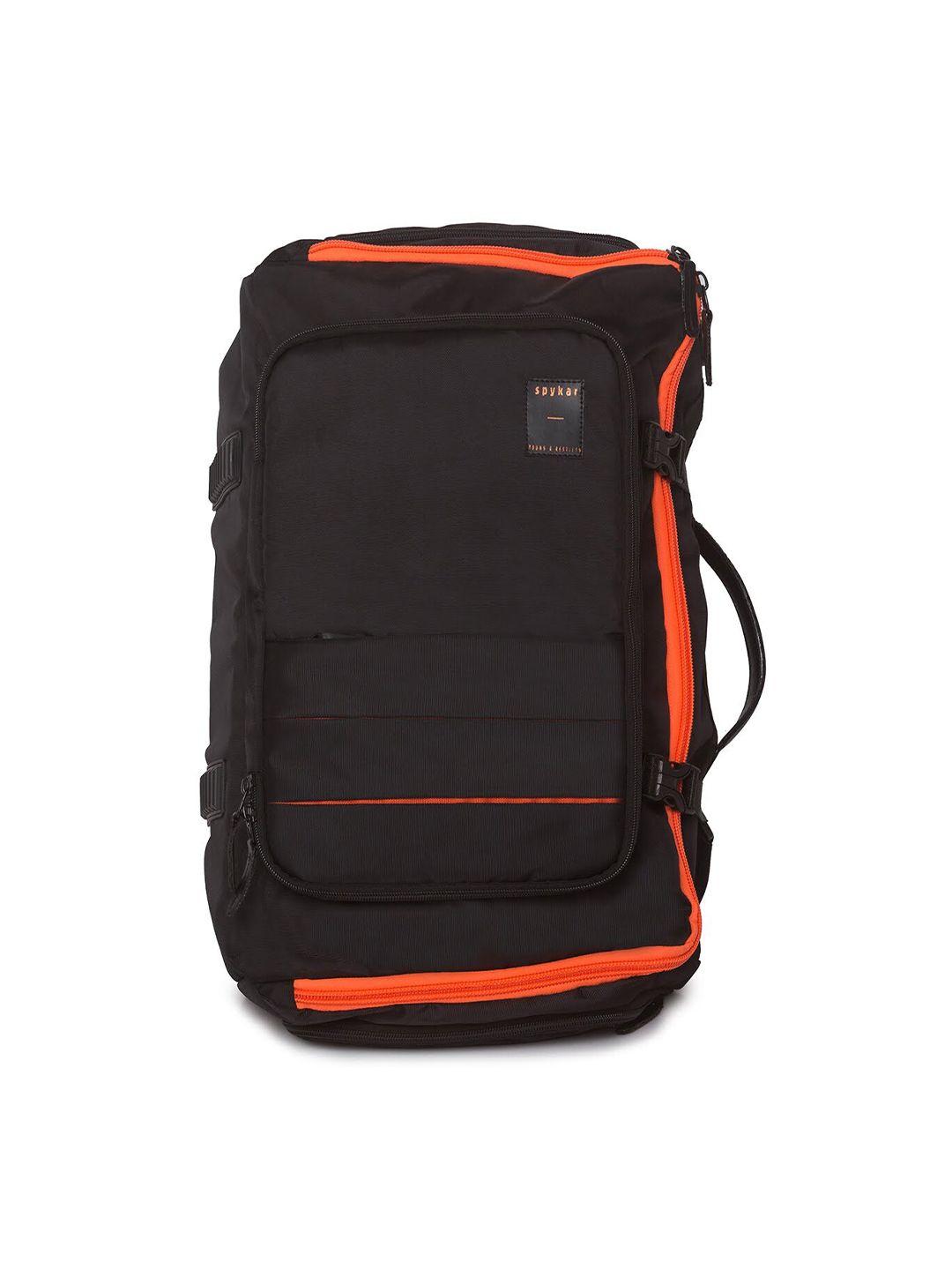spykar men black & orange backpack with compression straps