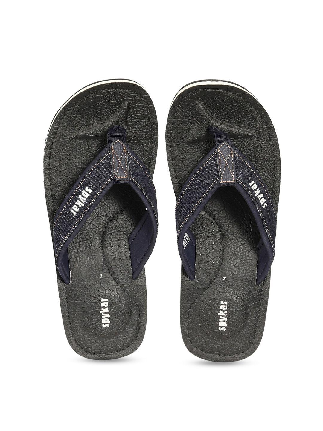 spykar men black & white printed thong flip-flops