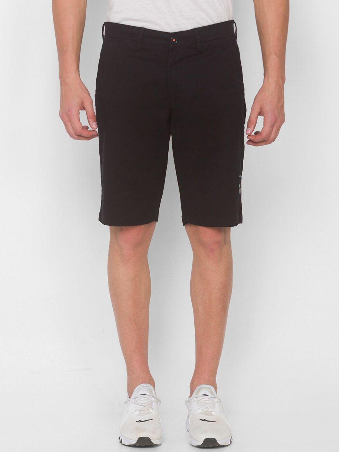 spykar men black relaxed fit pure cotton shorts