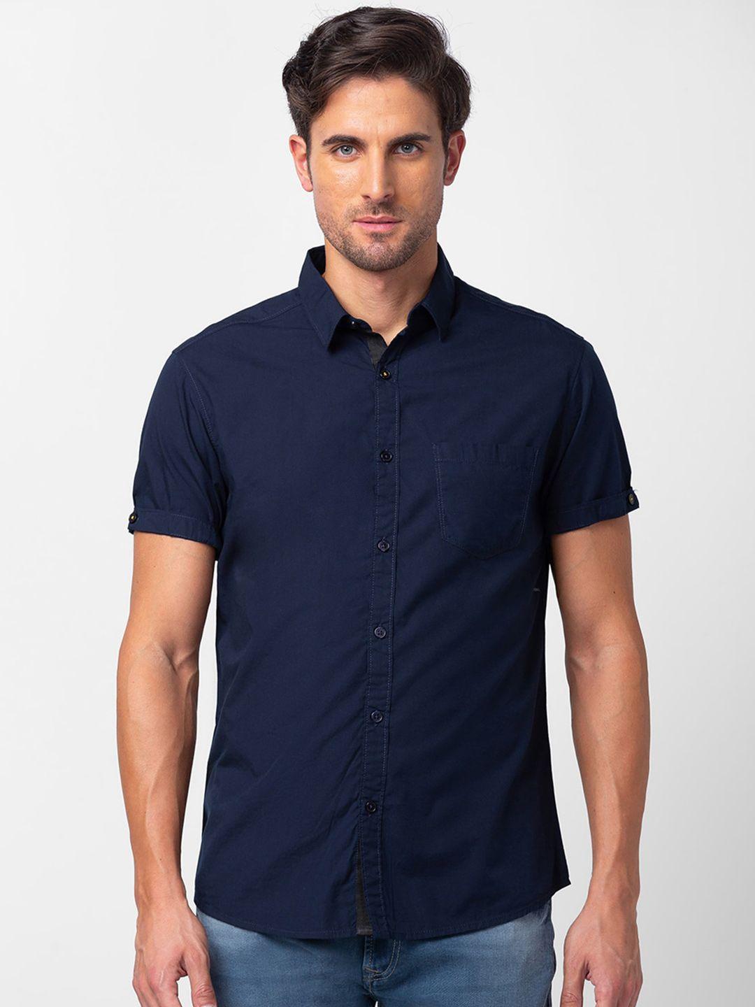 spykar men classic cotton slim fit casual shirt