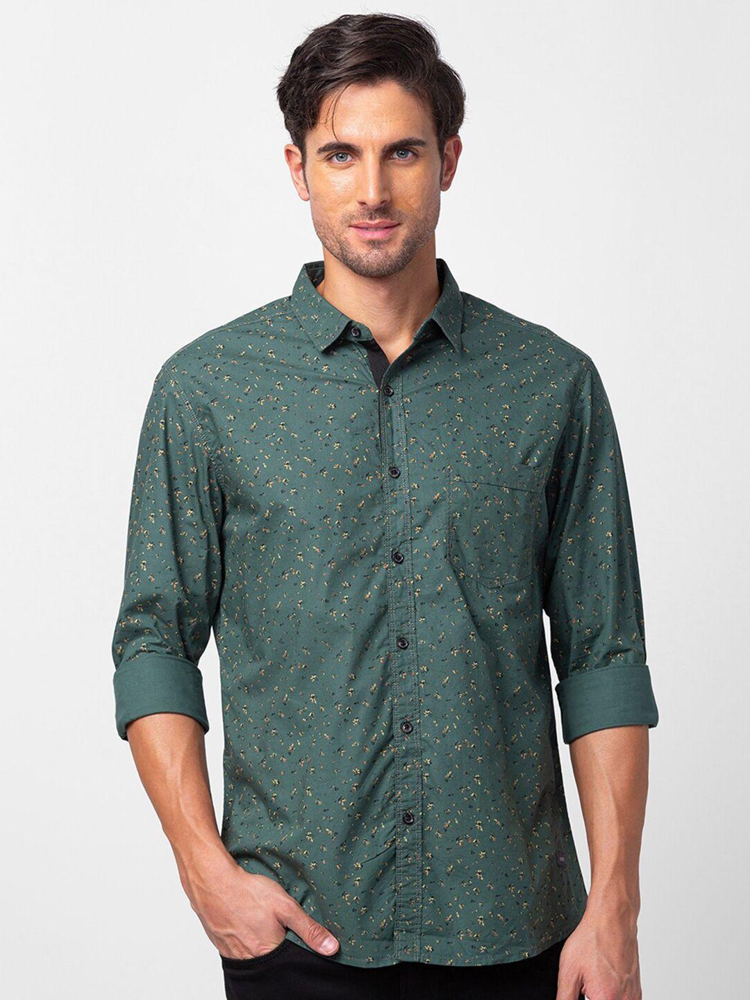 spykar men classic slim fit floral printed cotton casual shirt