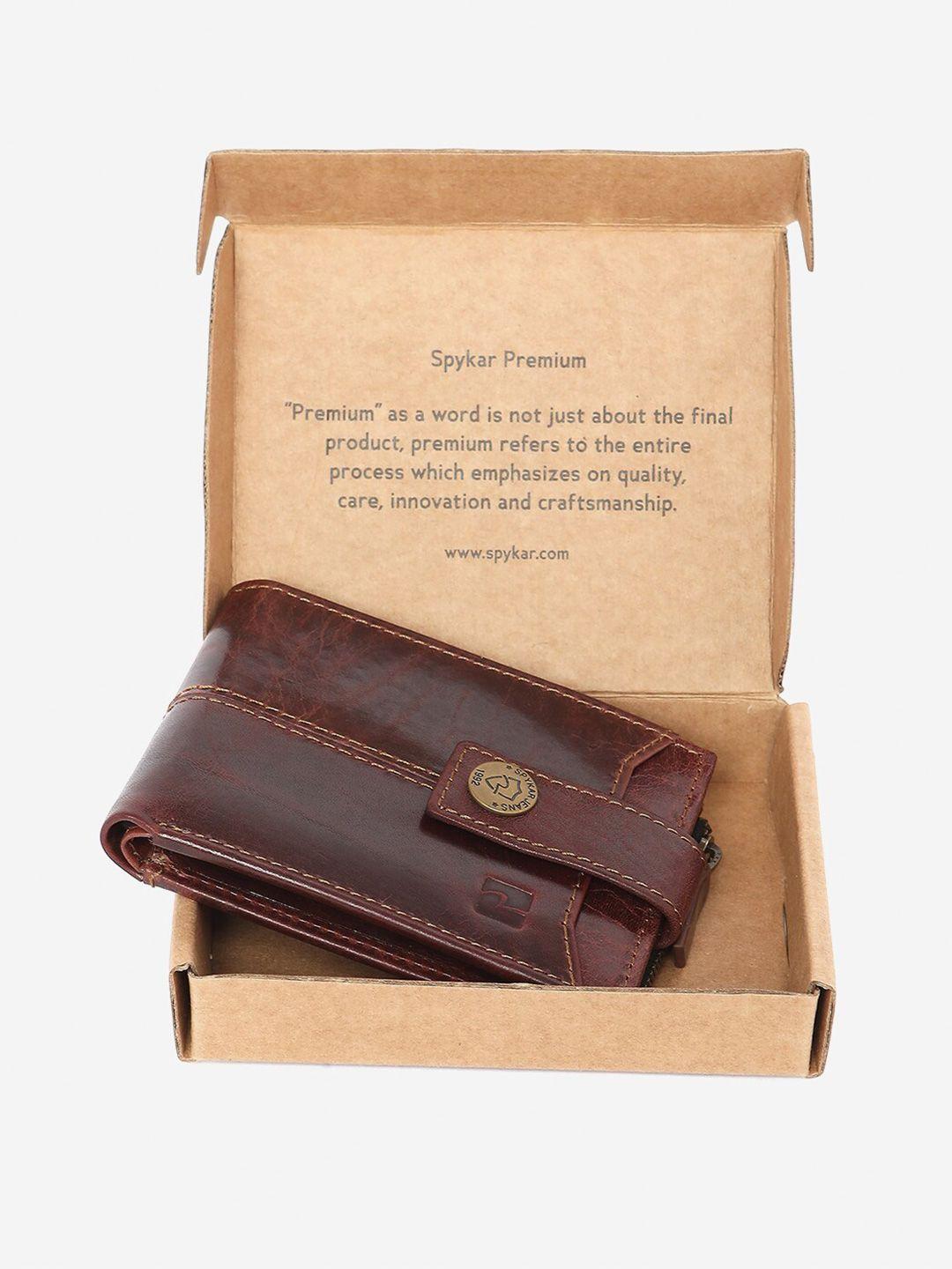 spykar men coffee leather two fold wallet