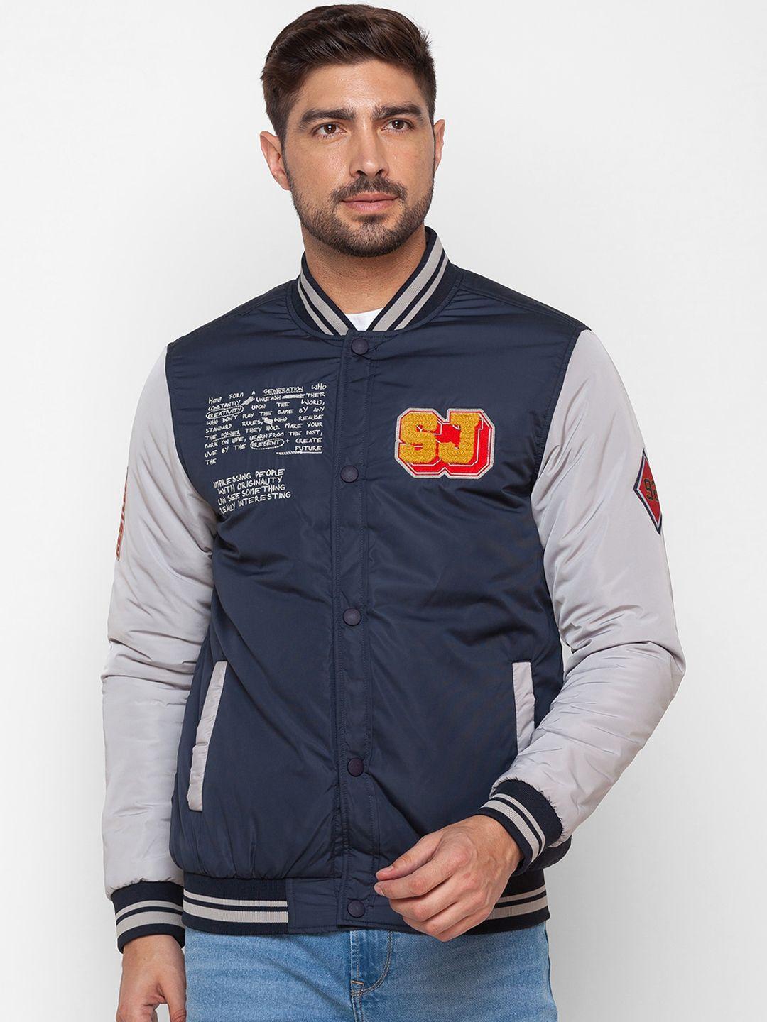 spykar men colourblocked bomber jacket