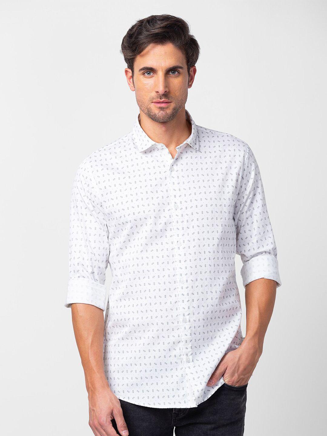 spykar men cotton slim fit printed casual shirt