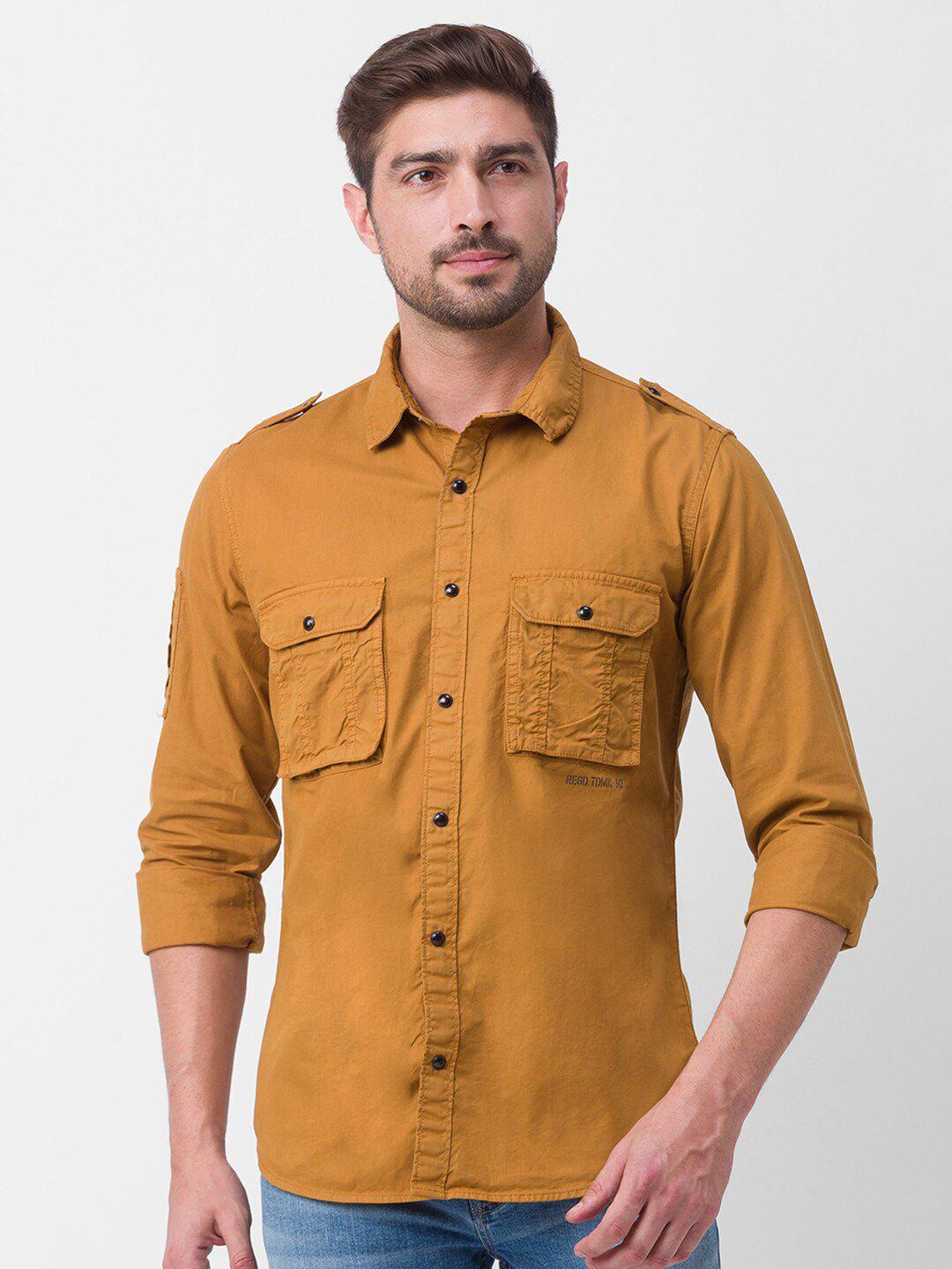 spykar men green casual shirt