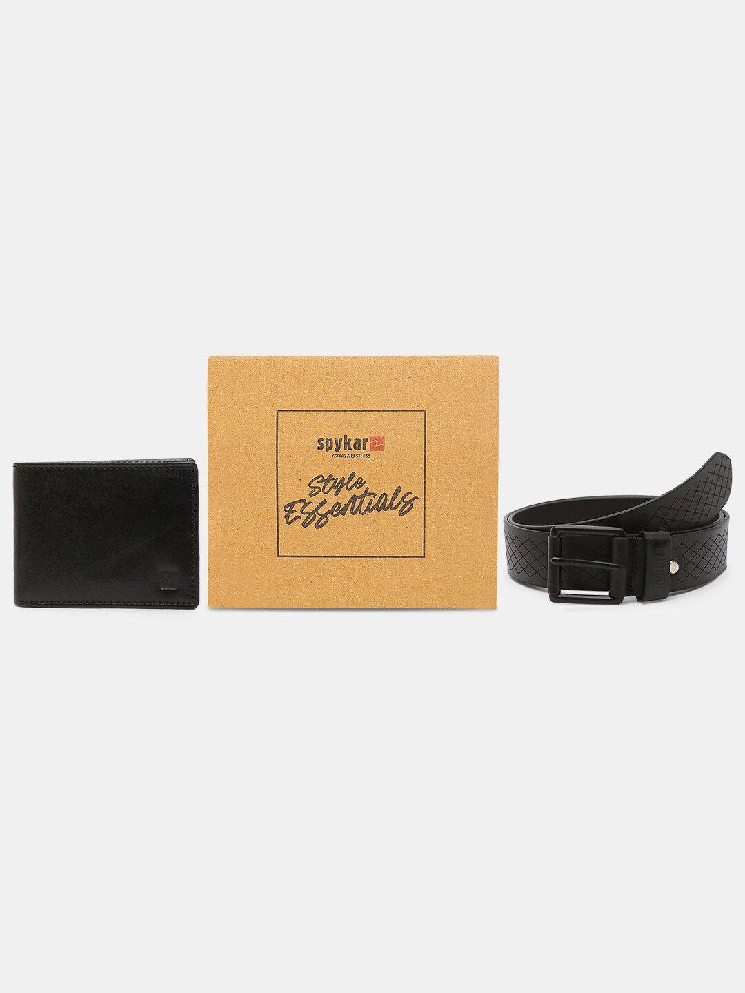 spykar men leather belt & wallet