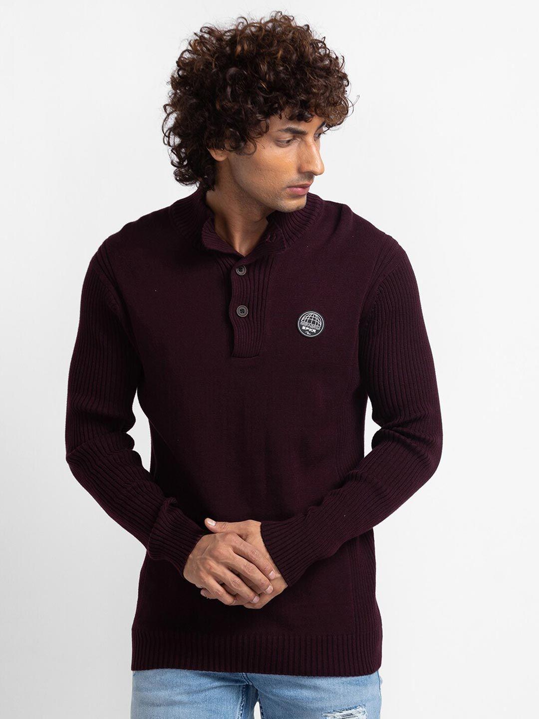 spykar men maroon pullover