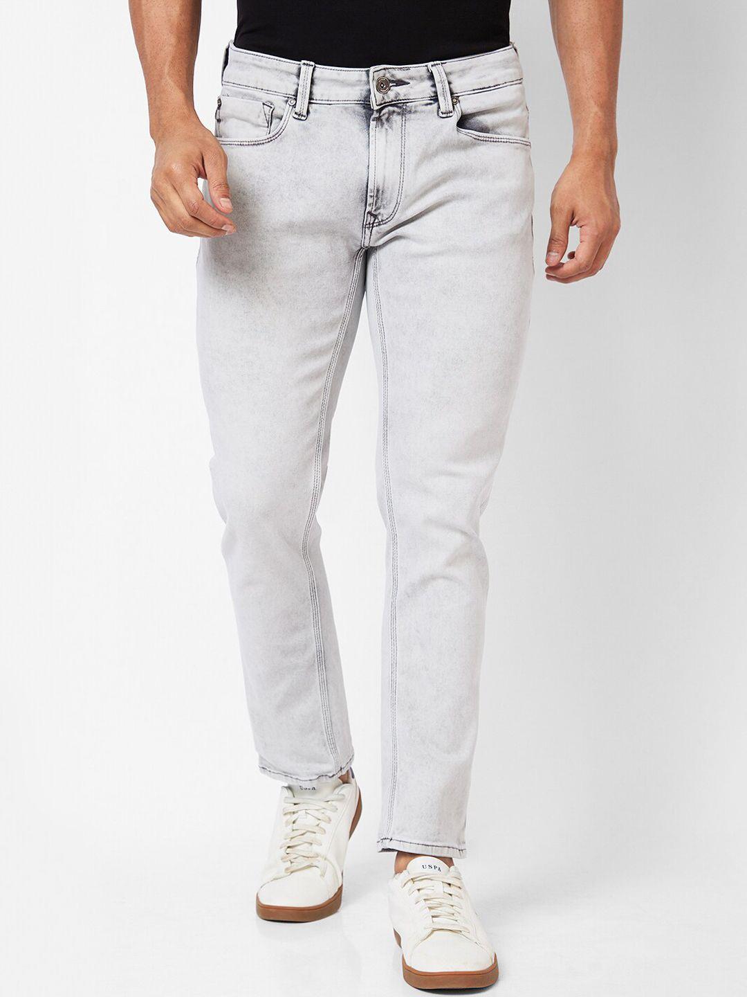 spykar men mid-rise clean look heavy fade cotton jeans