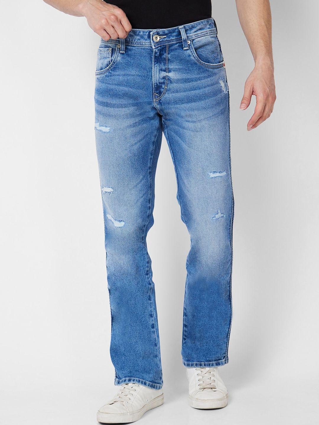 spykar men rafter relaxed fit mildly distressed heavy fade whiskers cotton jeans