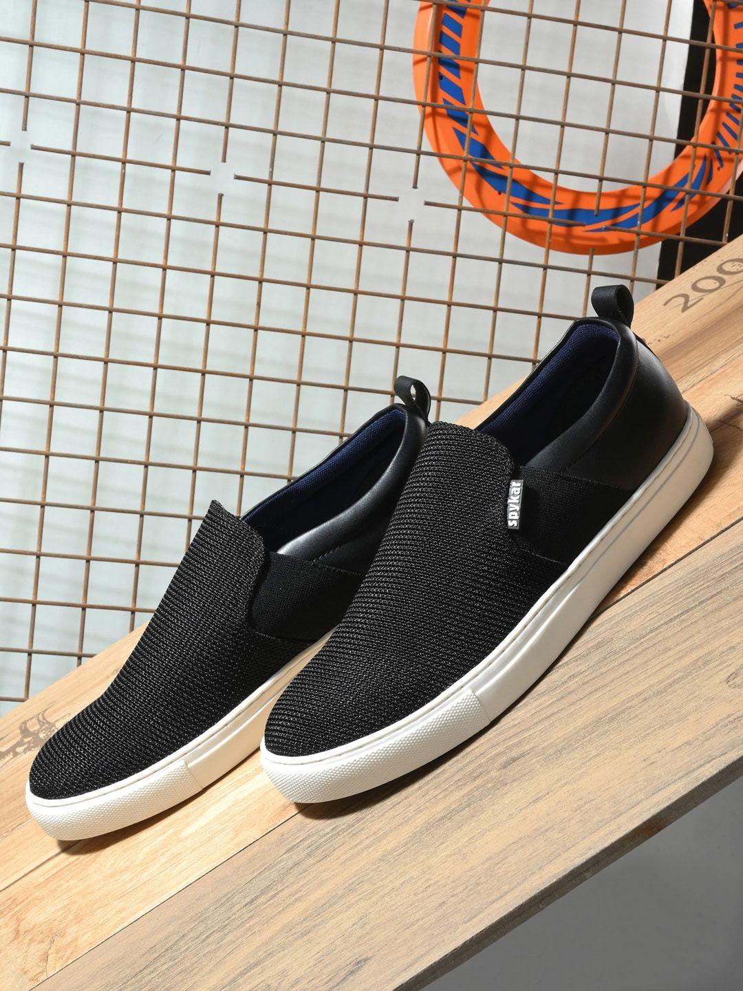 spykar men round toe contrast sole slip-on sneakers