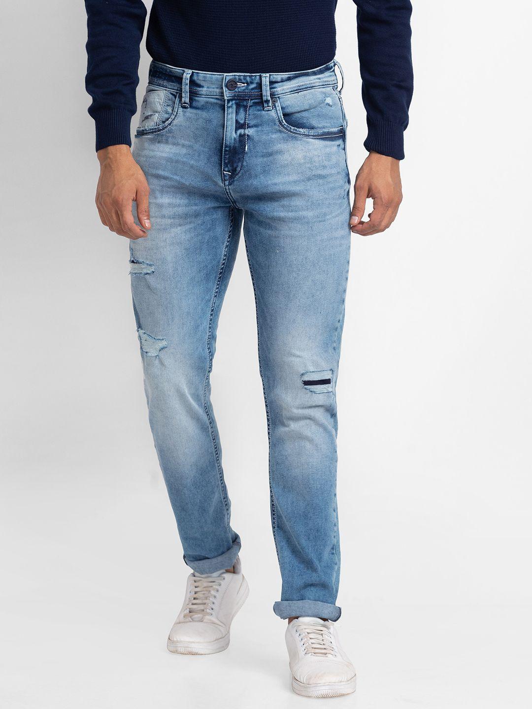 spykar men rovers low distress heavy fade stretchable jeans