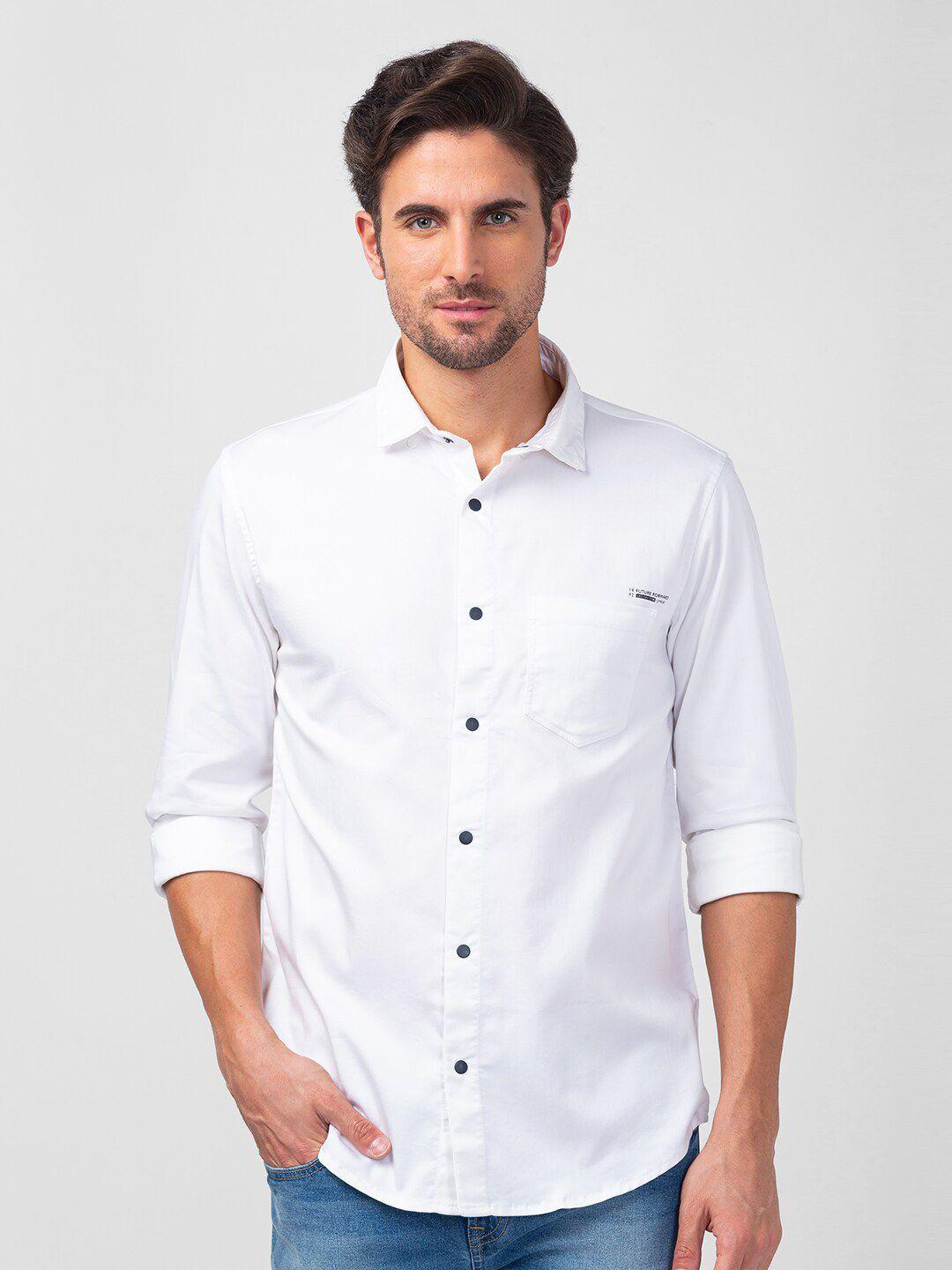 spykar men slim fit casual cotton shirt