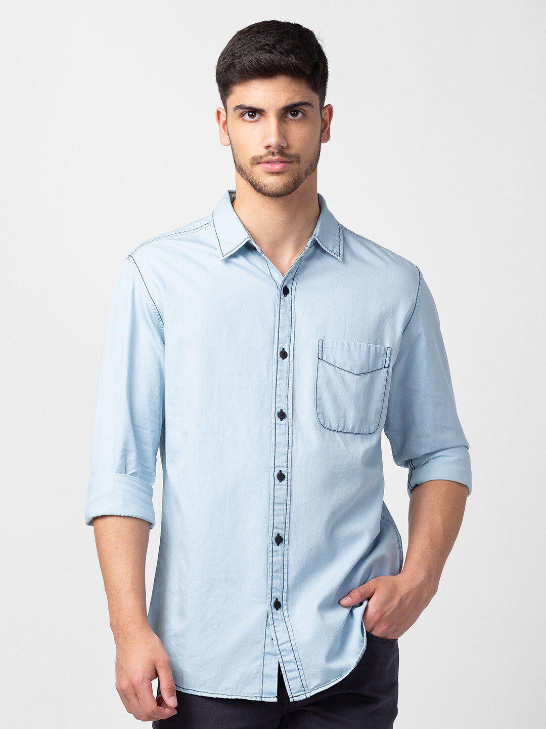 spykar men slim fit casual shirt