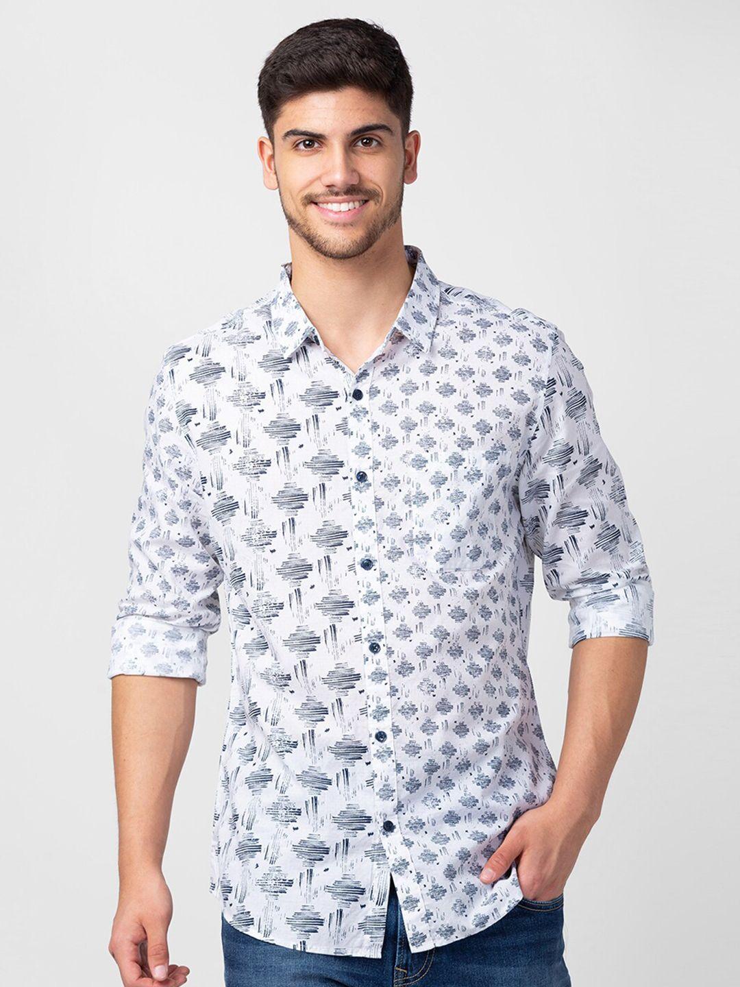 spykar men slim fit conversational printed casual shirt