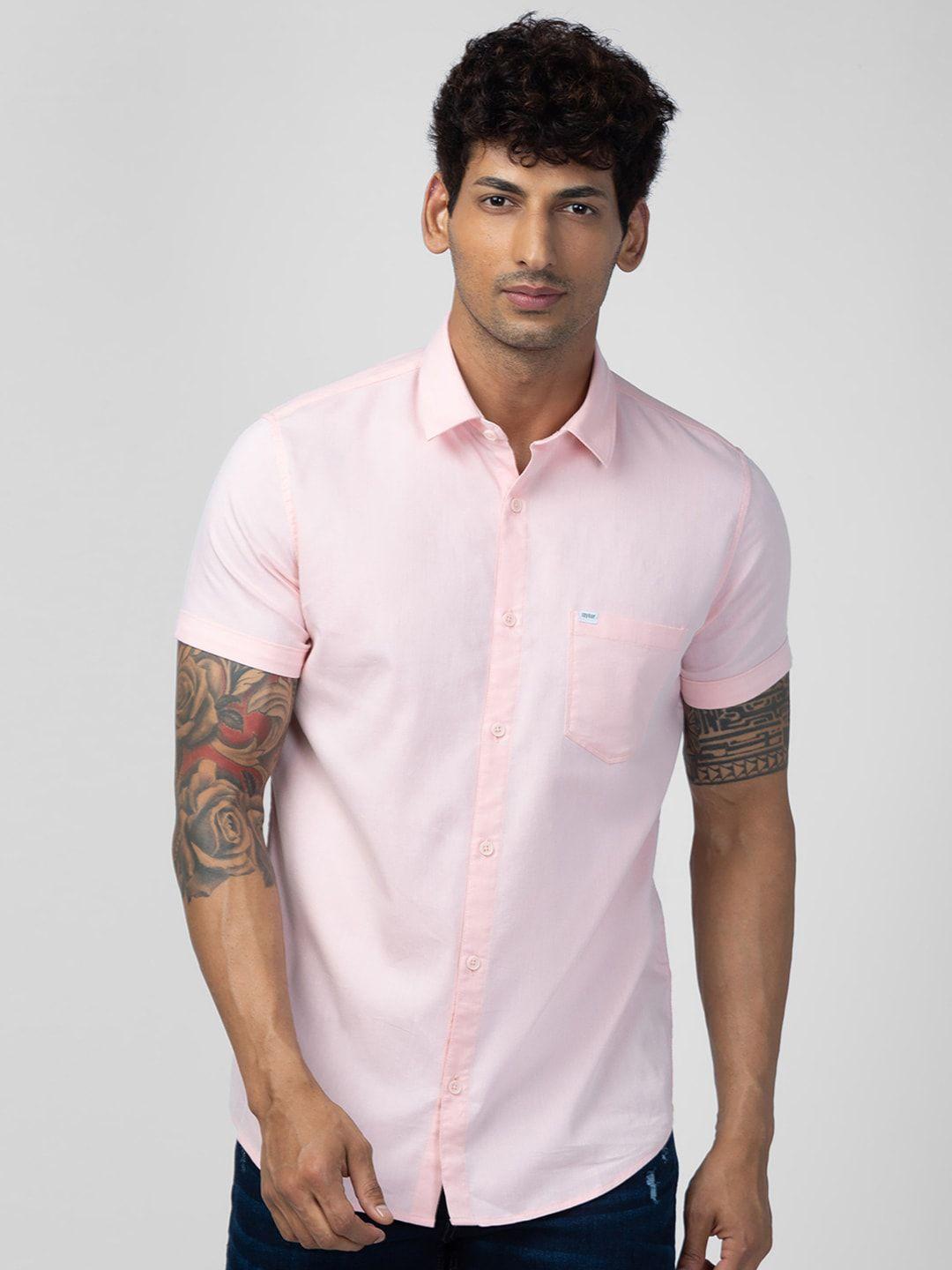 spykar men slim fit cotton casual shirt