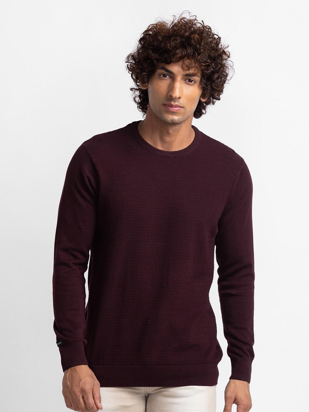 spykar men solid full sleeve casual cotton sweater pullover