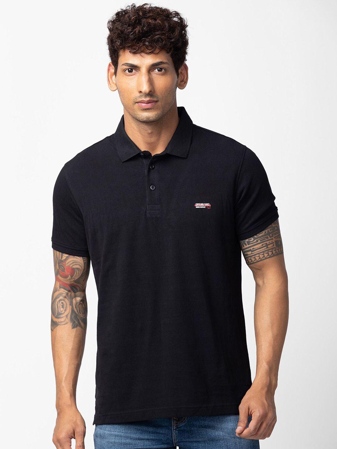 spykar men solid polo collar cotton t-shirt