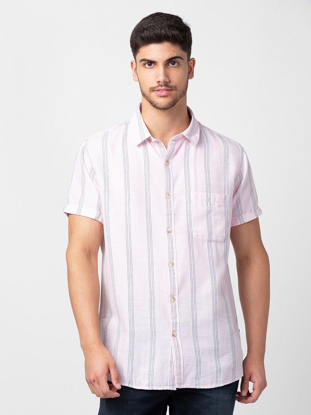 spykar men striped casual cotton shirt