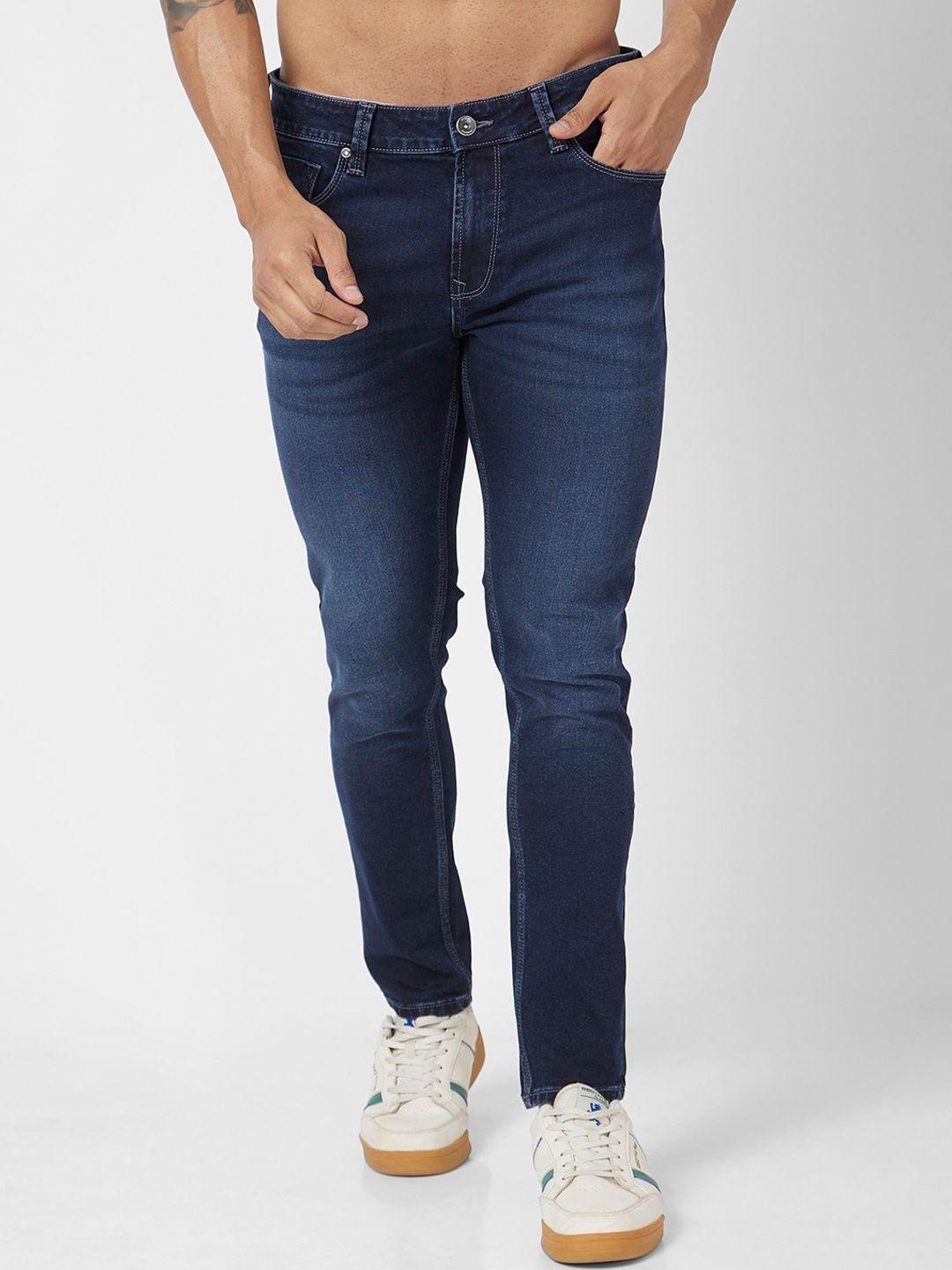 spykar men super skinny fit mid-rise light fade stretchable jeans