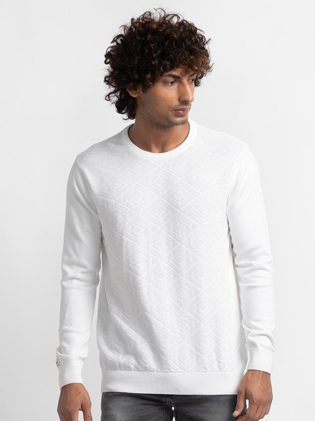 spykar men white pullover