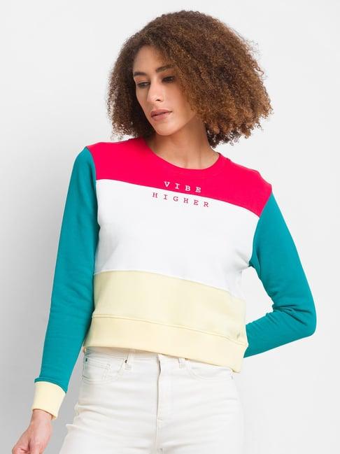 spykar multicolored color-block sweatshirt