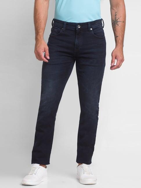 spykar navy cotton comfort fit jeans