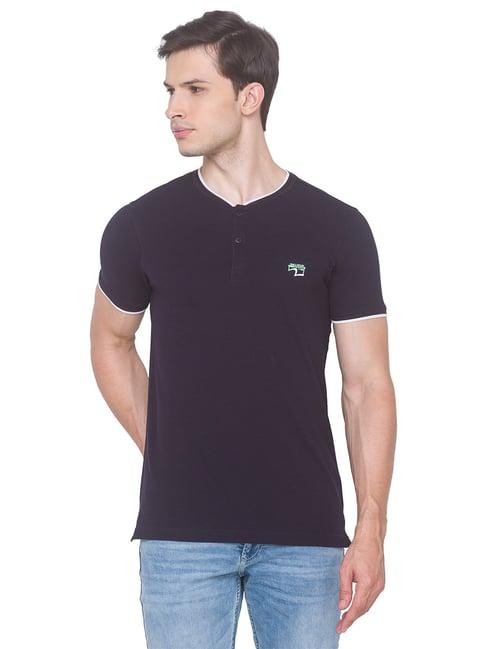 spykar navy henley t-shirt