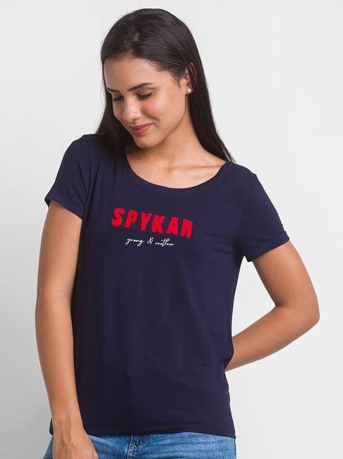 spykar navy printed t-shirt