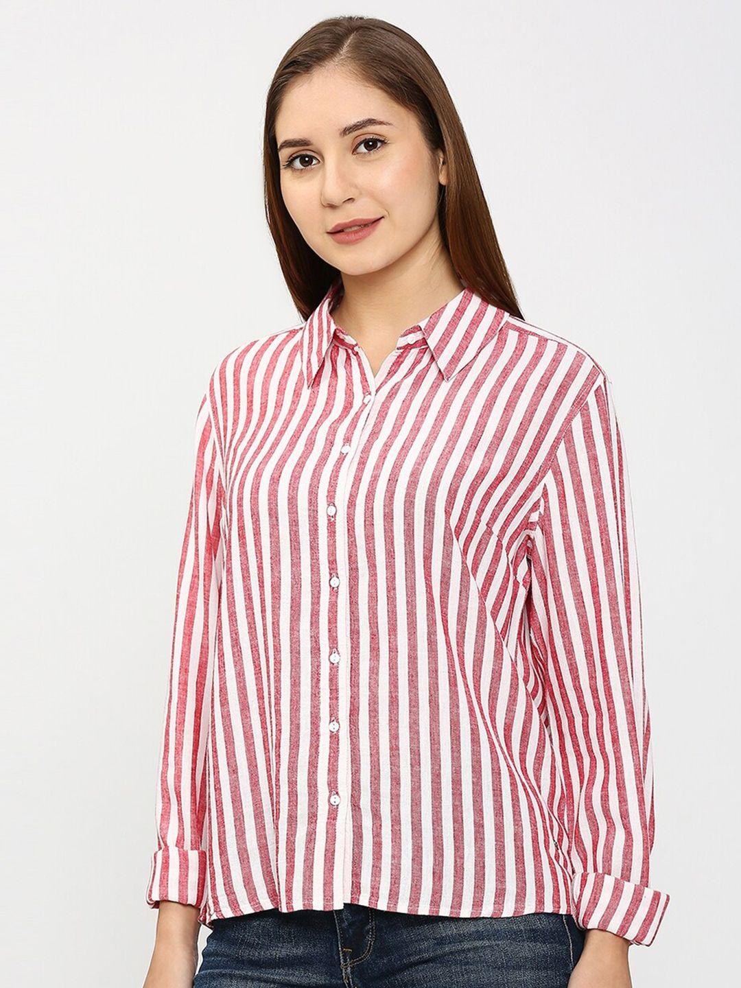 spykar opaque striped regular fit cotton casual shirt