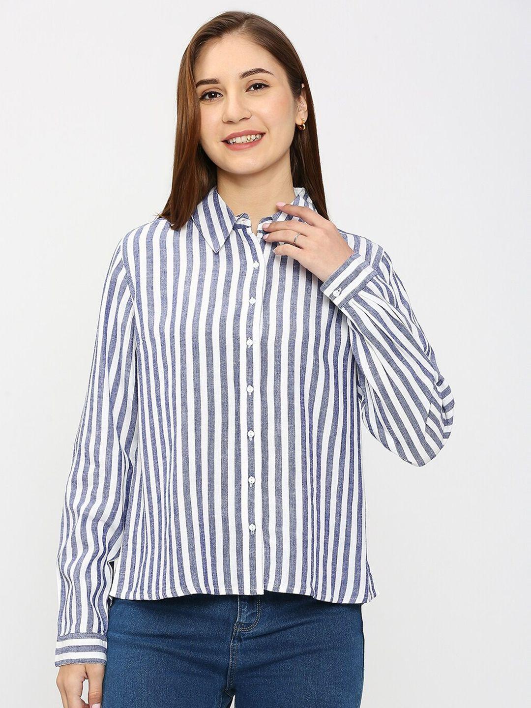 spykar opaque striped regular fit cotton casual shirt